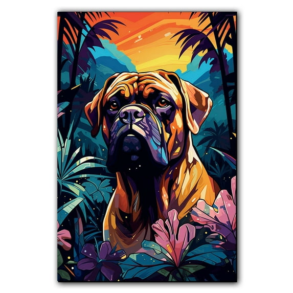 Bullmastiff Dog Canvas Wall Art for Living Room, Funny Bathroom Wall Decor, Colorful Animal Painting Gift for Kid Teen Men