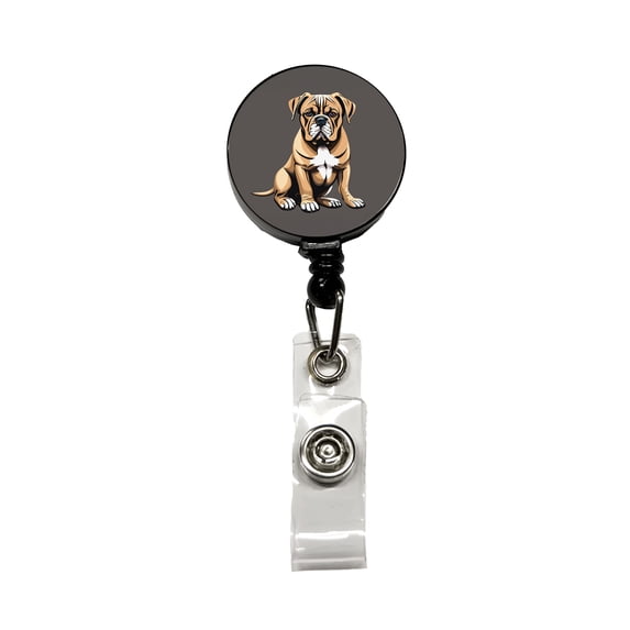 Bullmastiff Dog Sitting Retractable Reel ID Badge Key Card Name Tag Holder with Clip