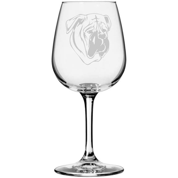 Bullmastiff Dog Themed Etched 12.75oz Libbey Wine Glass