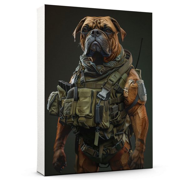 Bullmastiff Dog in a Costume Poster Unframe, Bullmastiff Dog Canvas Frame Ready to Hang - Farmhouse Wall Art - Gifts For Guys