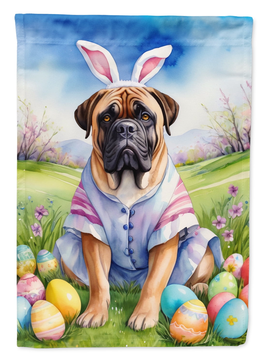 Bullmastiff Easter Egg Hunt Garden Flag 11.25 in x 15.5 in