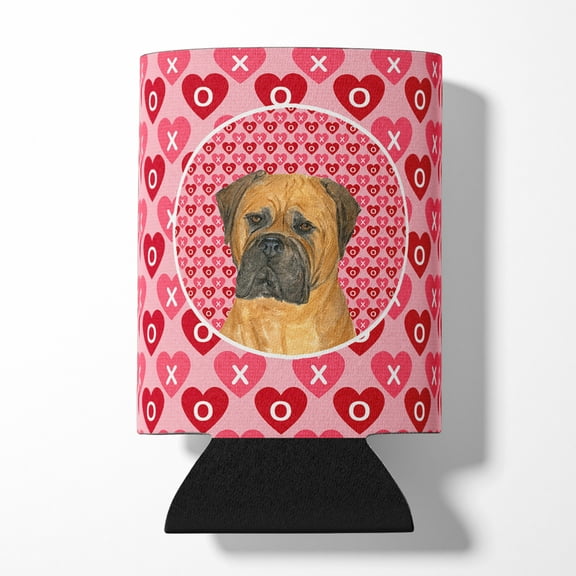 Bullmastiff Hearts Love and Valentines Day Portrait Can or Bottle Hugger
