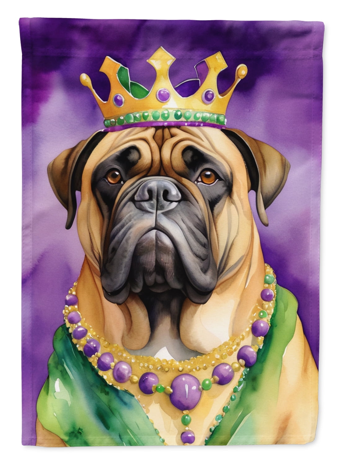 Bullmastiff King of Mardi Gras Garden Flag 11.25 in x 15.5 in