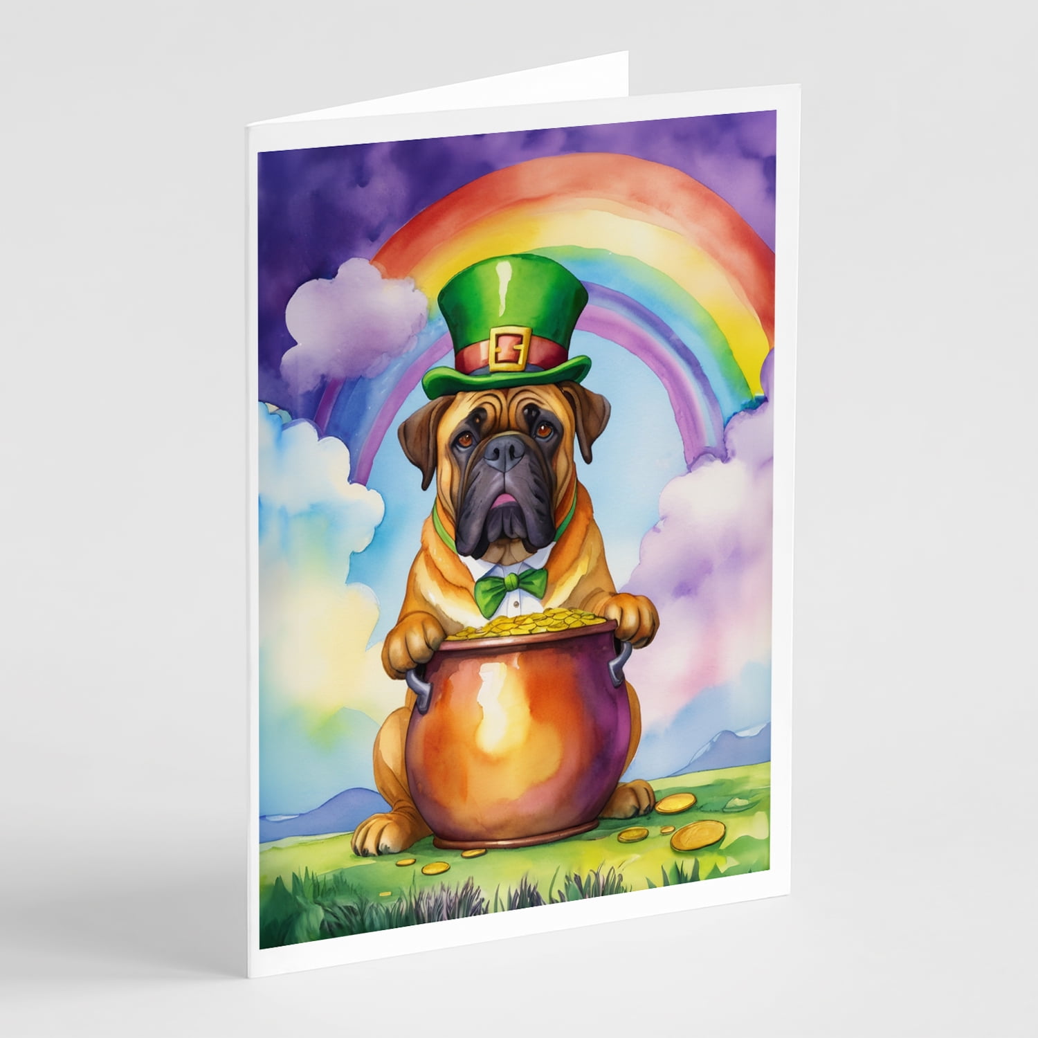Bullmastiff St Patrick's Day Greeting Cards Pack of 8 7 in x 5 in