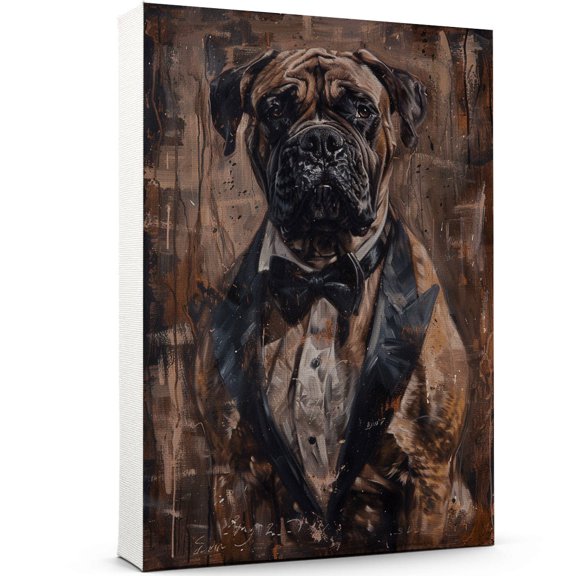 Bullmastiff Wall Art Abstract Dog Posters - Bullmastiff Dog Canvas Wall Art For Bedroom Decor - Farmhouse Wall Art - Gifts For Guys