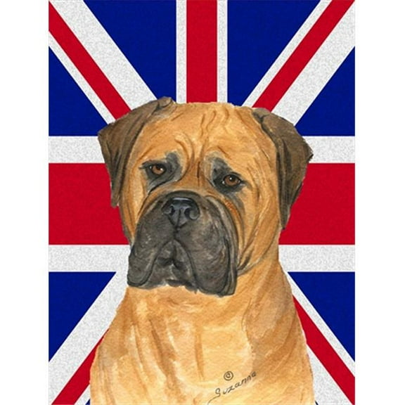 Bullmastiff With English Union Jack British Flag Flag Canvas House Size