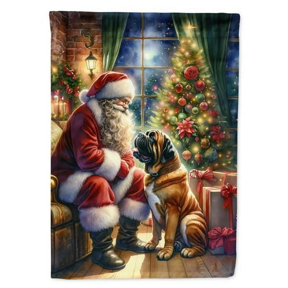 Bullmastiff and Santa Claus House Flag