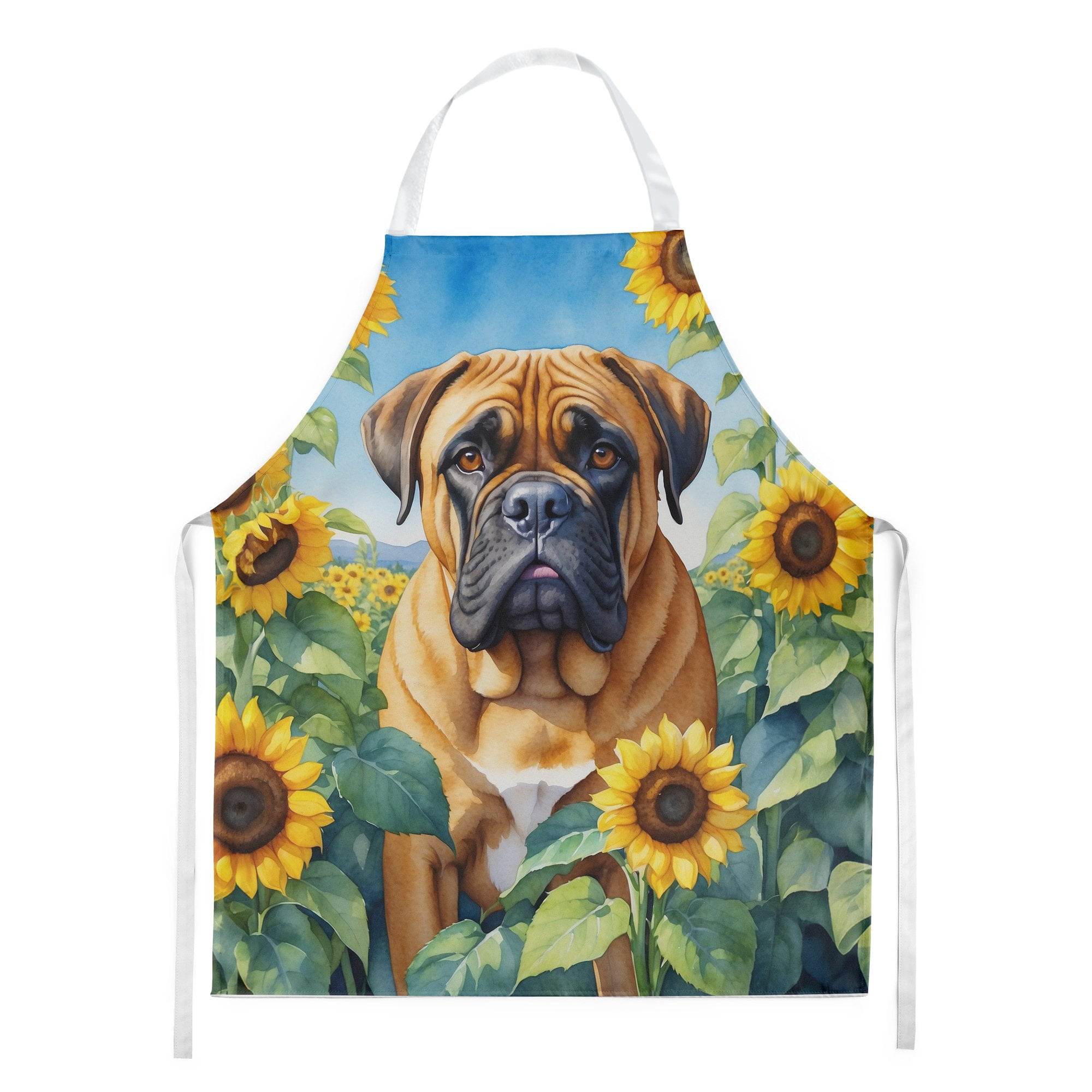Bullmastiff in Sunflowers Apron 27 in x 30 in
