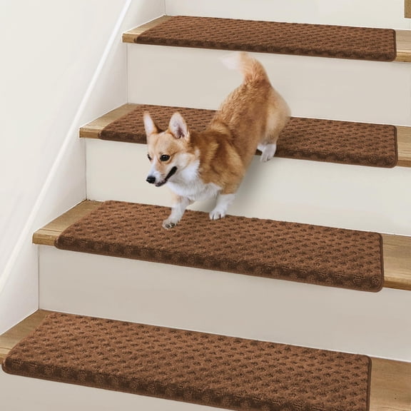 Bullnose Stair Treads Brown (Lattice Pattern) 9.5*32 INCH 2 Count For Indoor Wooden Steps