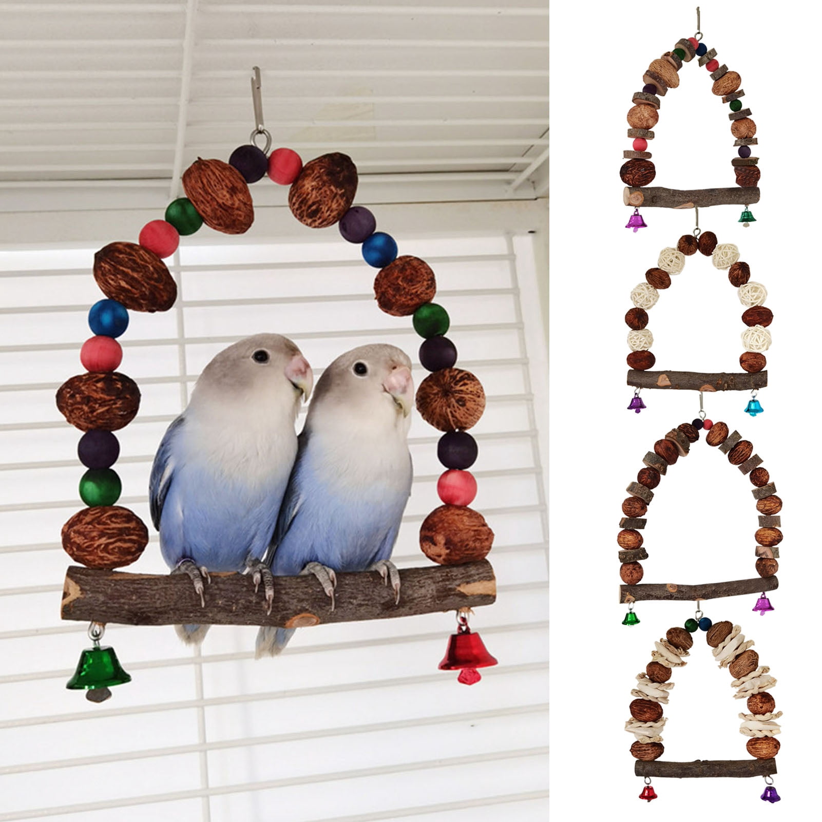 Litewoo Stainless Steel Bird Bell Toy - Chew Toy With Acrylic Beads For Parrots, 12.7 Inch