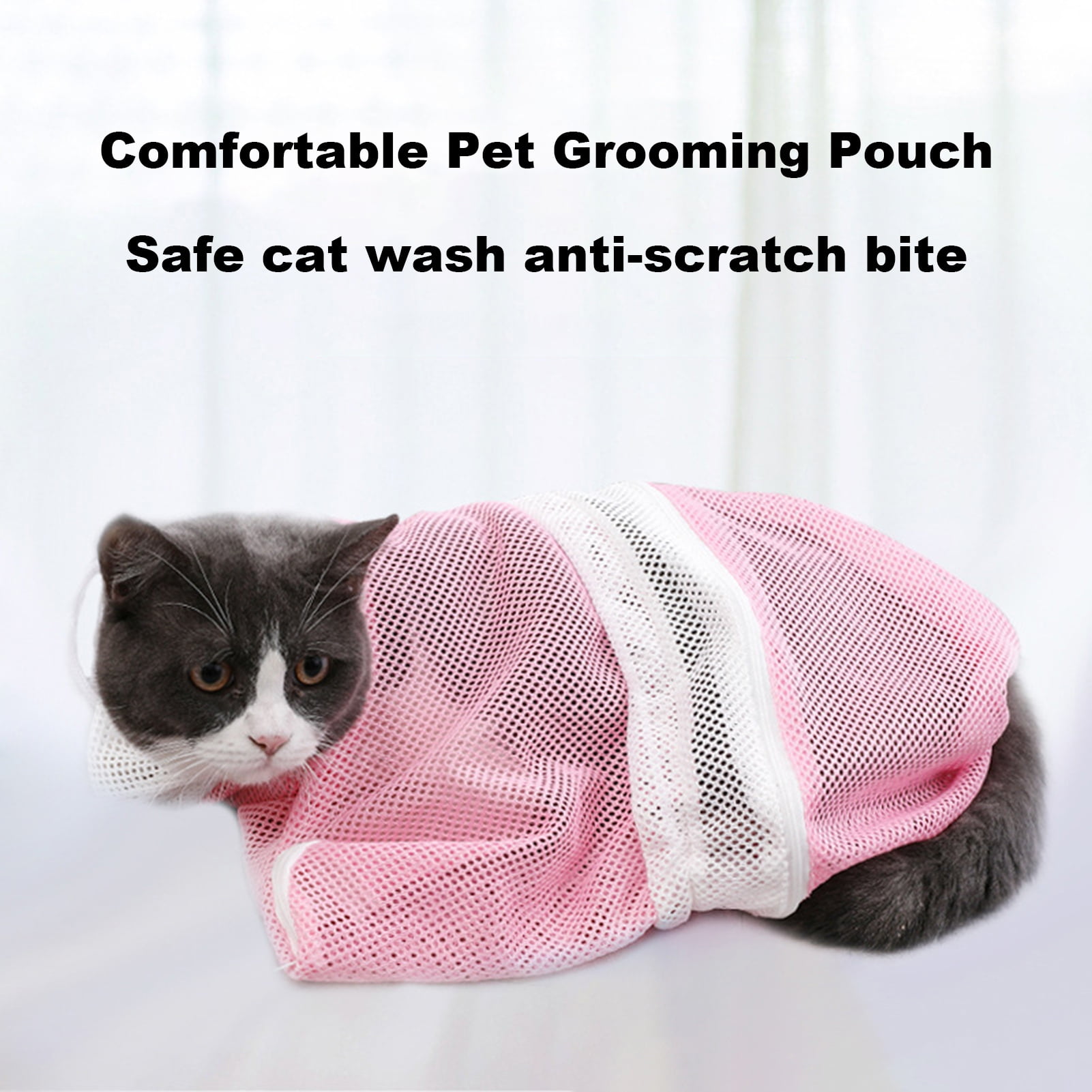 Bullpaw Breathable Mesh Anti-Scratch Adjustable Cat Bathing Bag ...