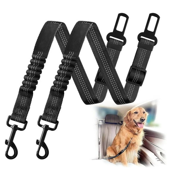 Bullpaw Dog Seat Belt Retractable Dog Car Harness Adjustable Nylon Pet Safety Seat Belt with Reflective Stripe for Vehicle