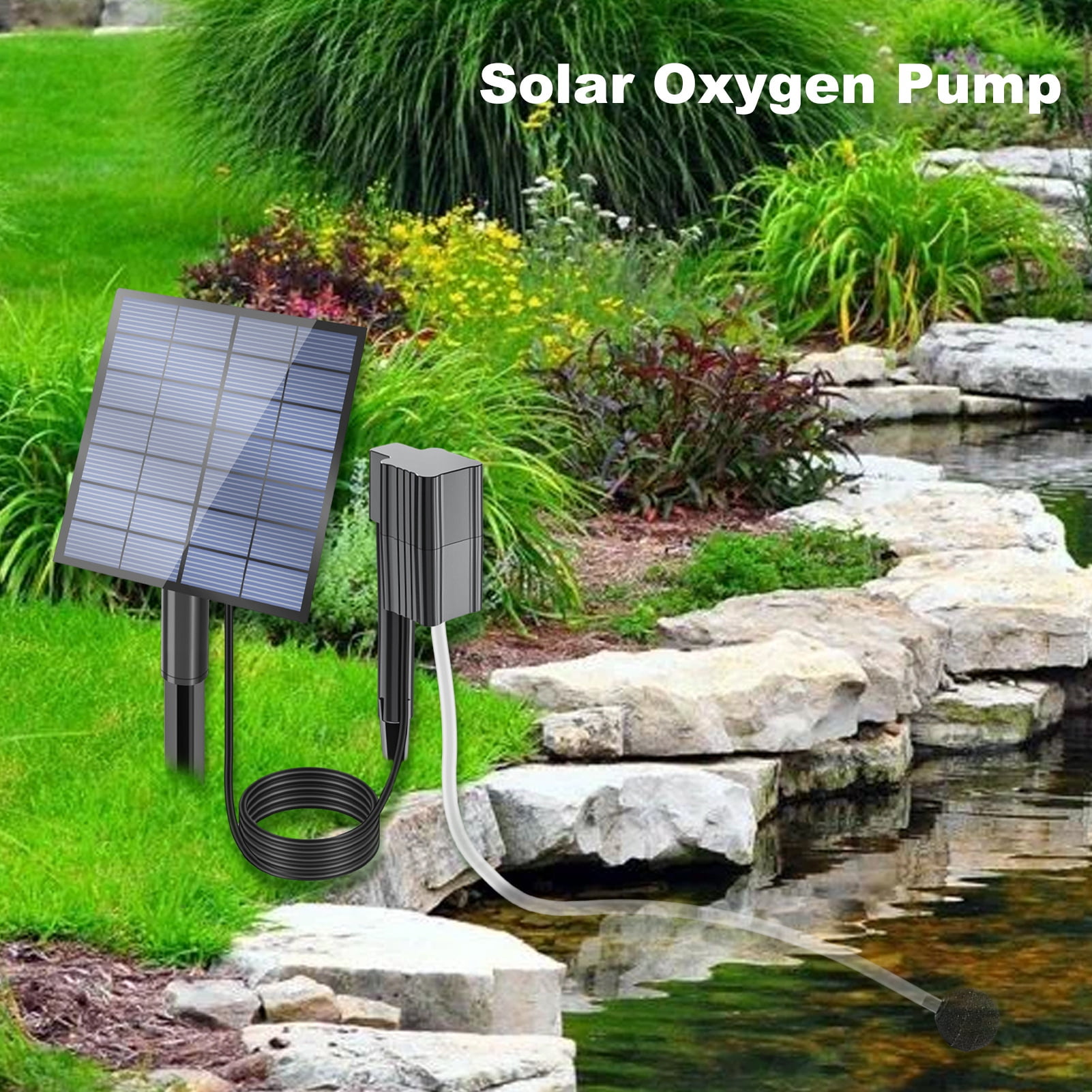 Fish Tank Air Pump 6V 2W Solar Oxygen Pump Battery Powered Aquarium Oxygen Aerator Pond Pump Solar Powered