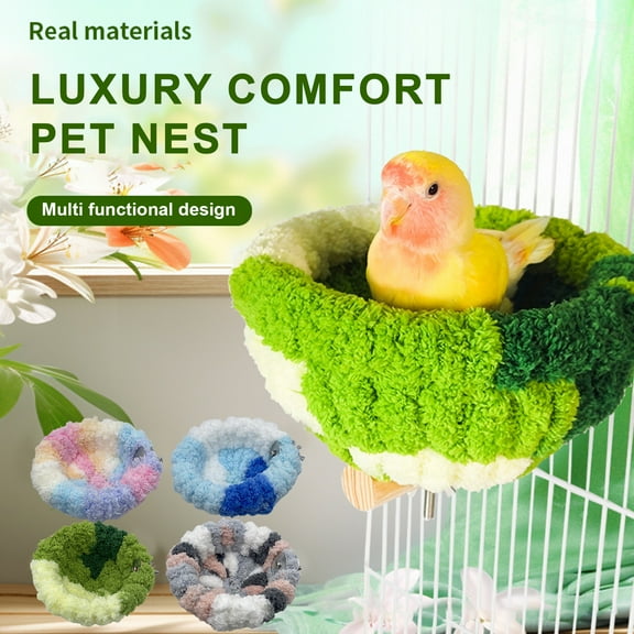 Bullpaw Warm Bird Nest for Cage Plush Hanging Bird Bed Fleece Warm Bird House for Conure Budgie Cockatiel Lovebird Parakeet Hamster Small Animals