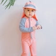 thumbnail image 1 of Bullpiano 1-7Y Toddler Boys Rashguard One Piece Swimsuit Long Sleeve Swimwear Cute Cartoon Dinosaur Bathing Suit Rash Guards with Swim Cap (Orange), 1 of 7