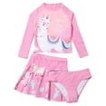 thumbnail image 1 of Bullpiano 2-6Y Girl Summer Swimsuit Long-sleeved Top +Bottom 3Piece Set Fashion Pattern for Swimming Pool Party (Pink), 1 of 8