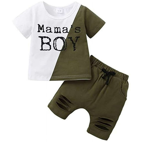 Bullpiano 2Pcs Toddler Boys Casual Outfit Set Kids Letter Print T-shirt Tops Harem Shorts Pants Summer Clothes, 2-6T