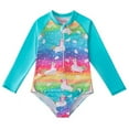 thumbnail image 1 of Bullpiano 3-12Y Little Girls One-Piece Swimsuit Set Long Sleeve Rash Guard Bathing Suit with Sun Protection Swimwear for Summer Vacation (Style A), 1 of 7