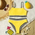 thumbnail image 1 of Bullpiano 7-11T Teen Girls Swimsuits Two-Pieces Bathing Suits Summer Vacation Gift for Girls Padded Striped Top And Bottoms Quick Dry Swimwear Kids Sunsuit Tankini Suit (Yellow), 1 of 7