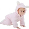 thumbnail image 1 of Bullpiano Autumn Winter Baby Girls Boys Warm Coral Fleece Rompers, Kids Cartoon Hooded Bodysuit Jumpsuit, Newborn-12 Months, 1 of 7