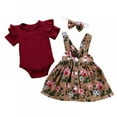 thumbnail image 1 of Bullpiano Baby Girl Clothes Ruffle Short Sleeve T-Shirt Top Suspender Skirt Sets 3Pcs Summer Outfit Infant Overall Dress 0-24M, 1 of 9