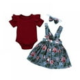 thumbnail image 1 of Bullpiano Baby Girl Clothes Ruffle Short Sleeve T-Shirt Top Suspender Skirt Sets 3Pcs Summer Outfit Infant Overall Dress 0-24M, 1 of 6