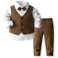 thumbnail image 1 of Bullpiano Boys Gentleman Suit Set Formal Dress Shirt Tuxedo Ves Pants Bowtie 4pcs Boy Clothes Outfit Suit, 1 of 3