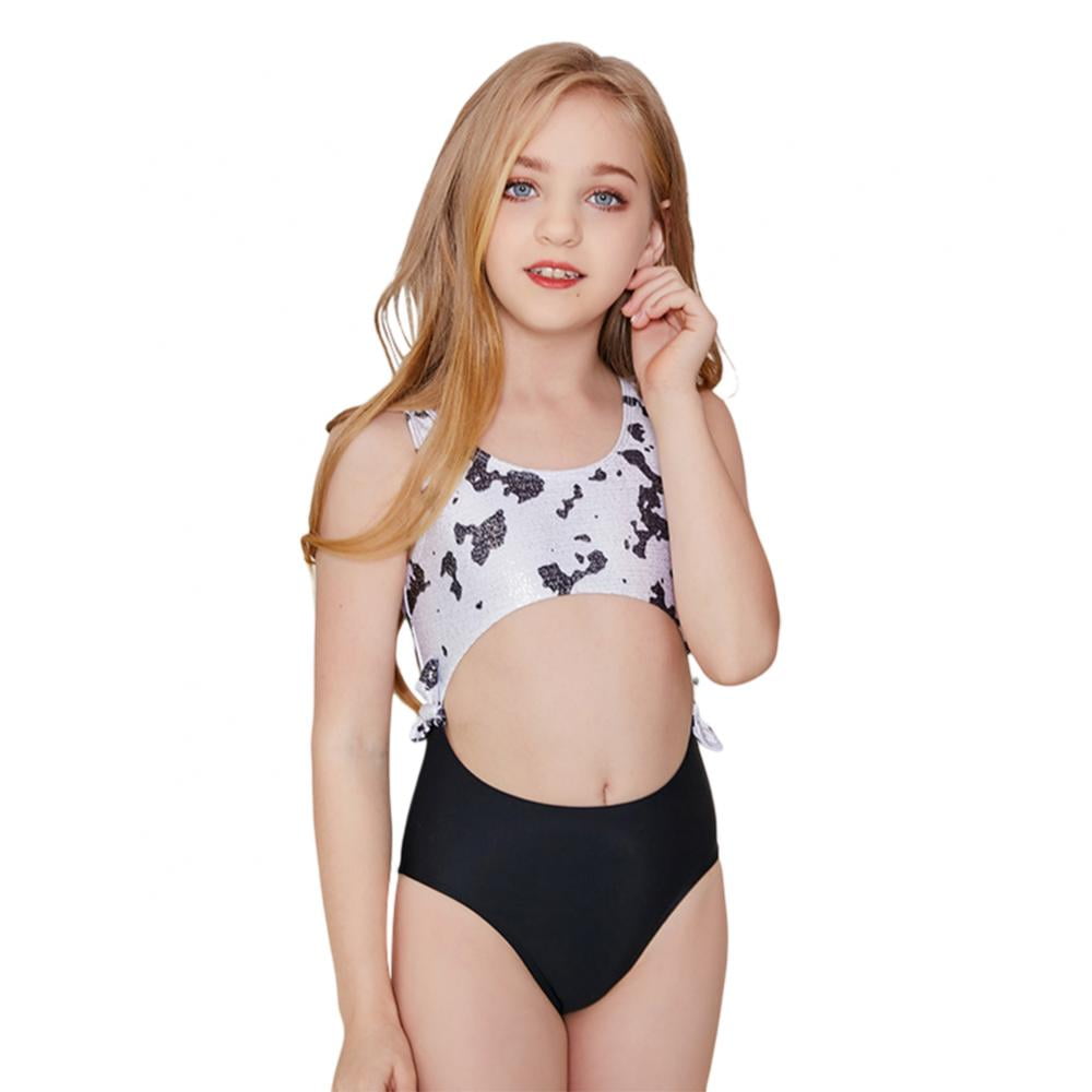 Bullpiano Cute Bikinis for Girls 7-11 Years Summer Beach Bow Princess  Swimwear Girls Print Swimsuits for Kids 7-8 Years 
