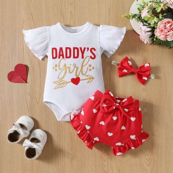 Bullpiano Infant Baby Girls Clothes Set Ruffle Short Sleeve Romper Tops Bloomer Shorts Cute Summer Outfits with Headband 6-9Months