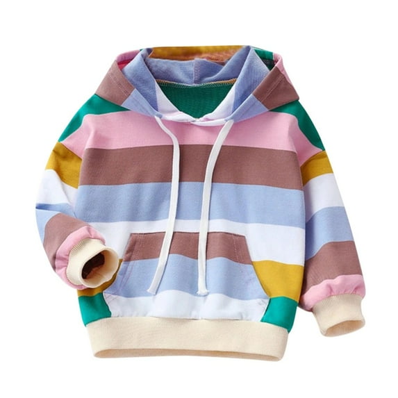 Bullpiano Kids Toddler Baby Girl Rainbow Sweatshirt Long Sleeve Hoodies with Pocket Pullover Tops Fall Winter Outfit