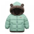 thumbnail image 1 of Bullpiano Little Boys Girls Puffer Jacket Hooded Fleece Lining Elastic Cuffs Outerwear Down Coat Green 2-3T, 1 of 5