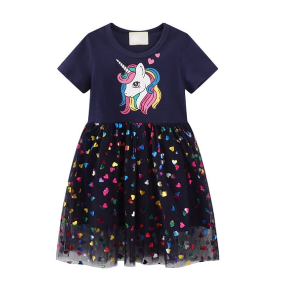 Bullpiano Little Girls Summer Casual Dresses, Toddler Girls Floral Beach Sundress, Kids 2-7Y Flower Dresses, Size 2-7T