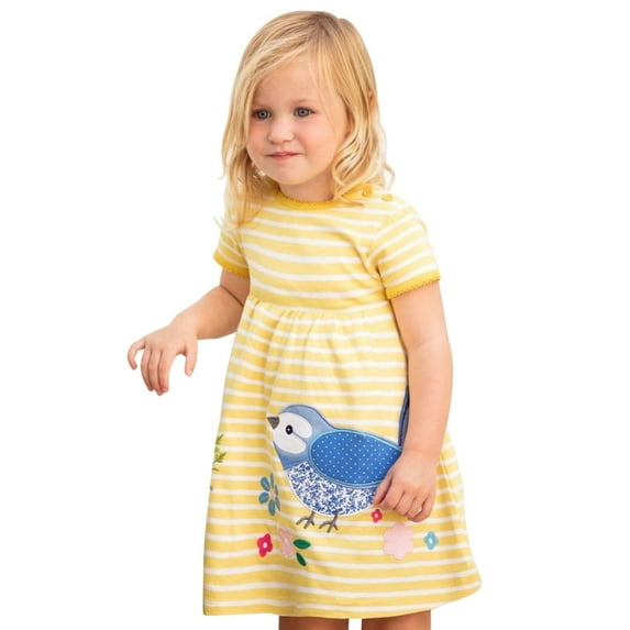 Bullpiano Little Girls Summer Casual Dresses, Toddler Girls Floral Beach Sundress, Kids 2-7Y Flower Dresses, Size 2-7T