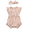 thumbnail image 1 of Bullpiano Newborn Baby Girl Romper Ruffle Sleeveless Jumpsuit Cotton Bodysuit with Headband Summer Clothes Outfit Crawling Clothes Jumpsuit, 1 of 7