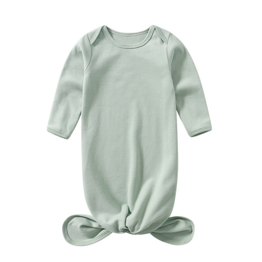Bullpiano Newborn Knotted Gown Long Sleeve Nightgown with Matching Hat