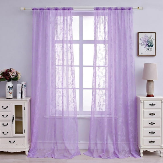Bullpiano Purple Rod Pocket Window Curtain Herringbone Thick Semi Sheer Premium Panels for Bedroom & Living Room Wedding Decoration (57x70.87)