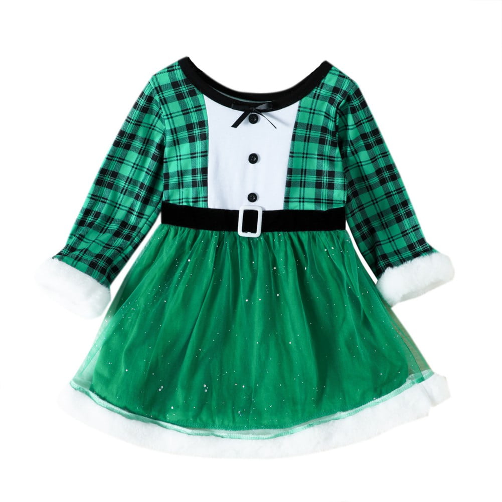 Bullpiano Todder Baby Girl Christmas Outfit Xmas Dress 1-5T Long Sleeve ...