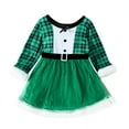 thumbnail image 1 of Bullpiano Todder Baby Girl Christmas Outfit Xmas Dress 1-5T Long Sleeve Velvet Plaid Princess Dresses Party Ball Dress, 1 of 10