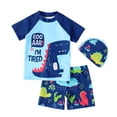 thumbnail image 1 of Bullpiano Toddler Baby Boys Short Sleeve Rashguard Dinosaur Bathing Suit Set Quich Dry Swimwear Surfing Suit, 1 of 1