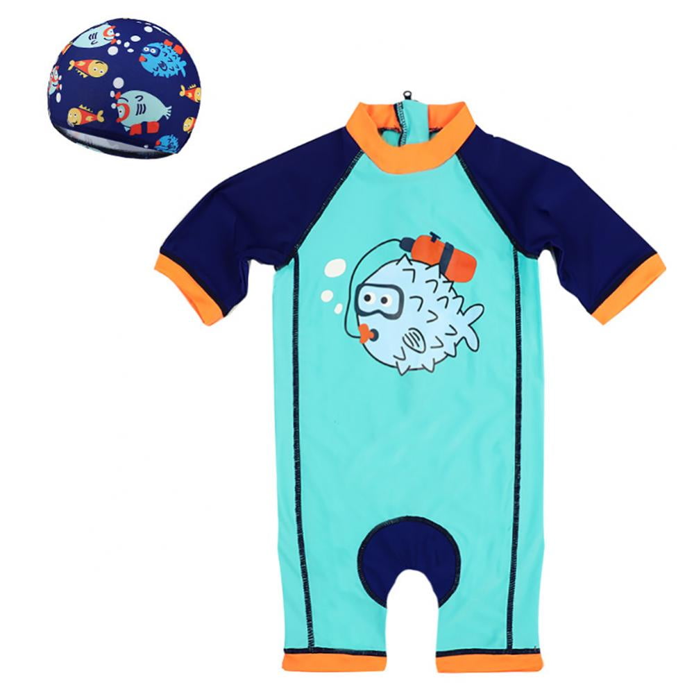 Bullpiano Toddler Boys Cartoon Rashguard One Piece Swimsuit Sun