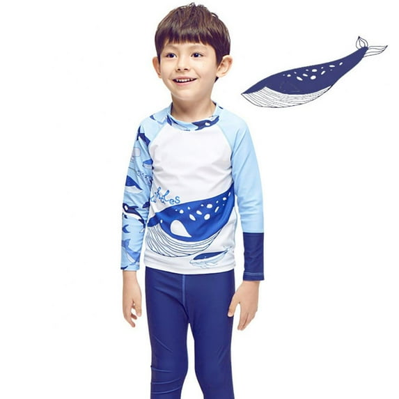 Bullpiano Toddler Boys Rashguard Two Piece Swimsuits Set Kids Long Sleeve Rash Guard And Long Pants Sunsuit Surf Bathing Suit Swimwear 2-9T