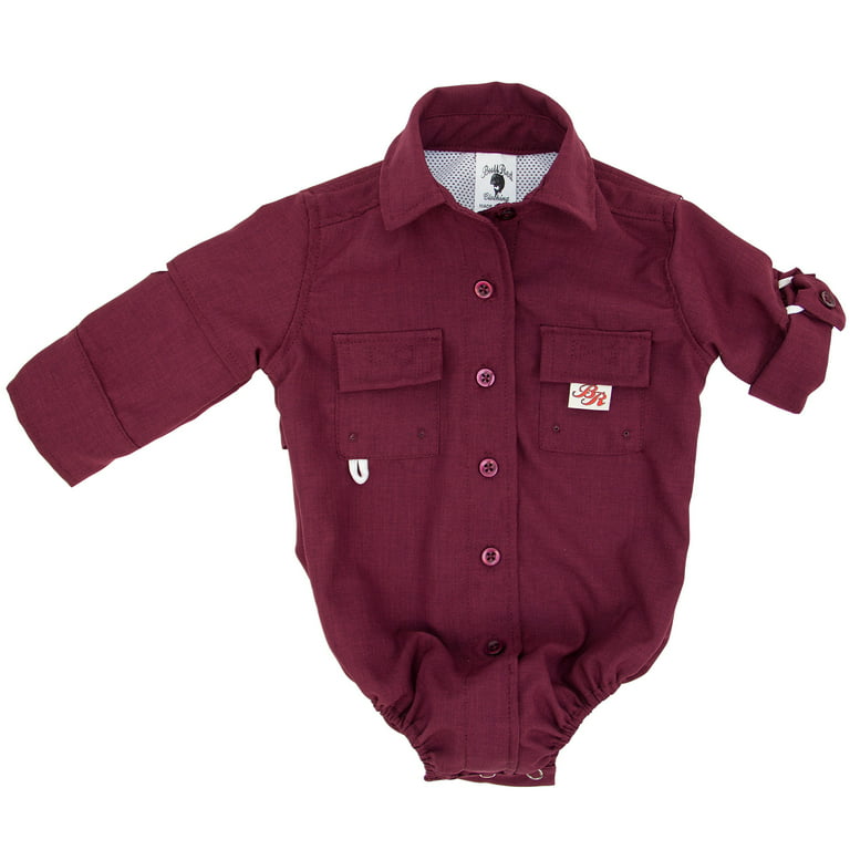 BullRed Clothing Baby Fishing Shirt Onesie (Size: 12 Month, Color: Burgundy), Infant Unisex, Size: 12 Months