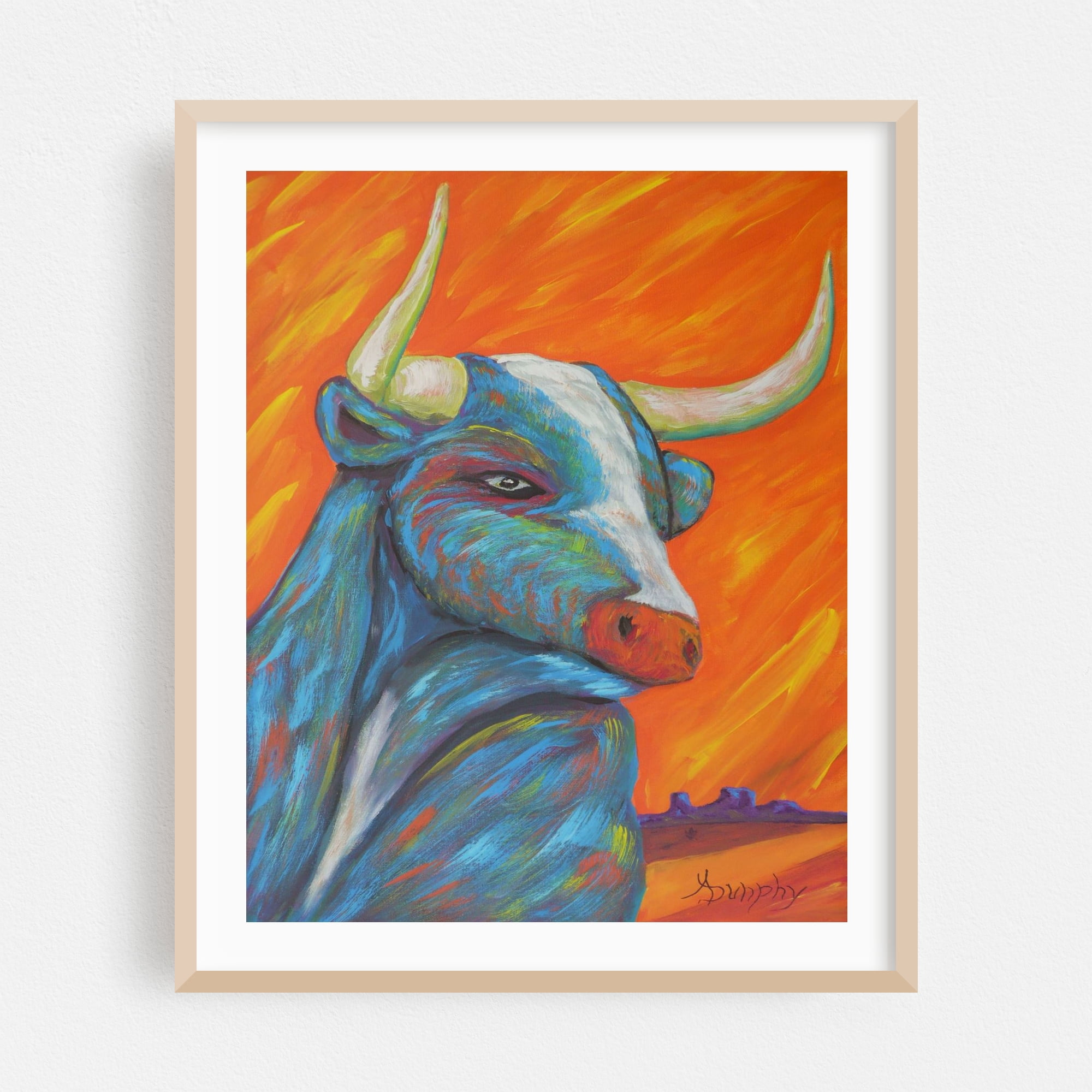 Bulls Eye - Painting Modern Art Psychedelic Surrealism Animal Wildlife ...