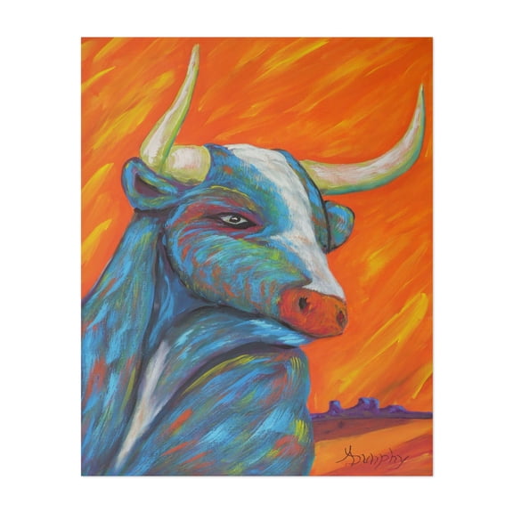 Bulls Eye - Painting Modern Art Psychedelic Surrealism Animal Wildlife Unframed Wall Art Print 18 x 24 inches