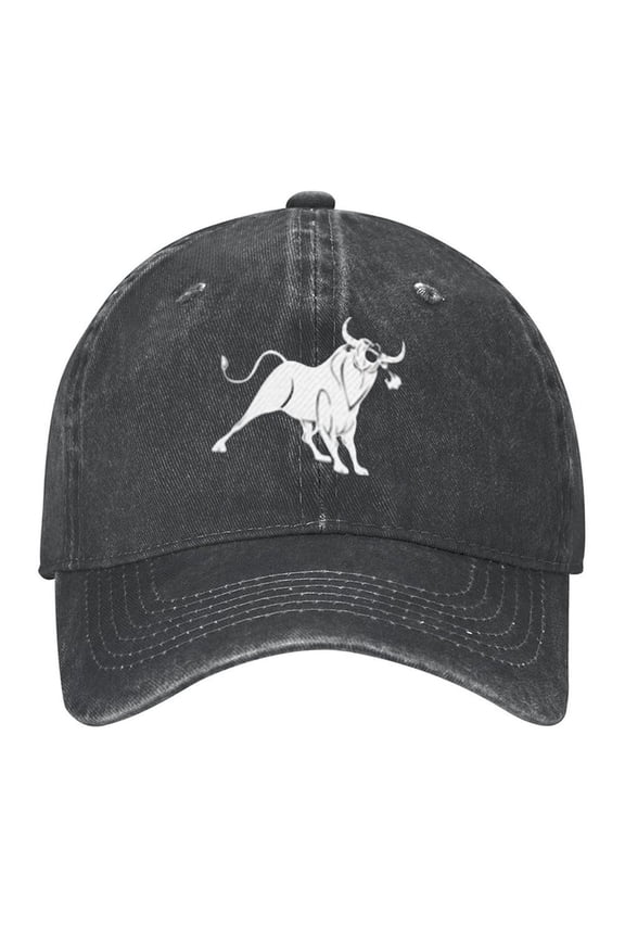 Bulls Print Vintage Wash Dad Hat Adjustable Curved Brim Baseball Cap,Casual Outdoor Sports Fishing Cap for Men and Women