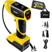 Bullseye Pro Tire Inflator with Pressure Gauge, Compact and Portable, Automatic Shut Off, 150 PSI Max, USB Home Rechargeable and Cord for Vehicular Use As Seen On TV, Yellow
