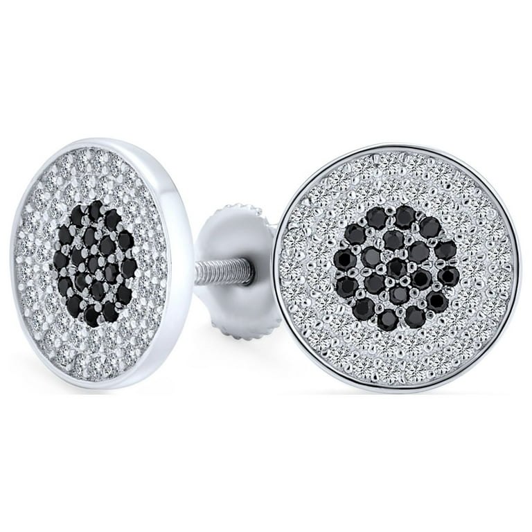 Sterling Silver Round CZ Stud Earrings with Screw back