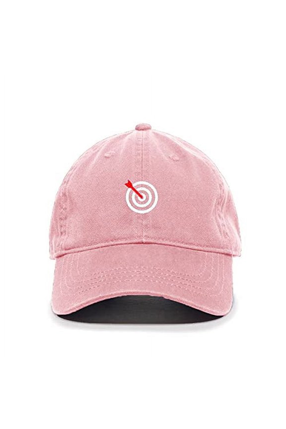 Bullseye Target with Arrow Baseball Cap Embroidered Cotton Adjustable Dad Hat Light Pink