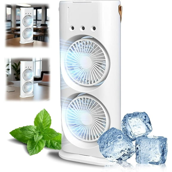 Bullseyeair Portable Fan, 3 In 1 Getbullseye Air Fan, Bullseyeair Rechargeable Double-Ended Spray Fans, with 3 Speed, 600ml Water Tank, Silent Air Conditioner For Home And Office