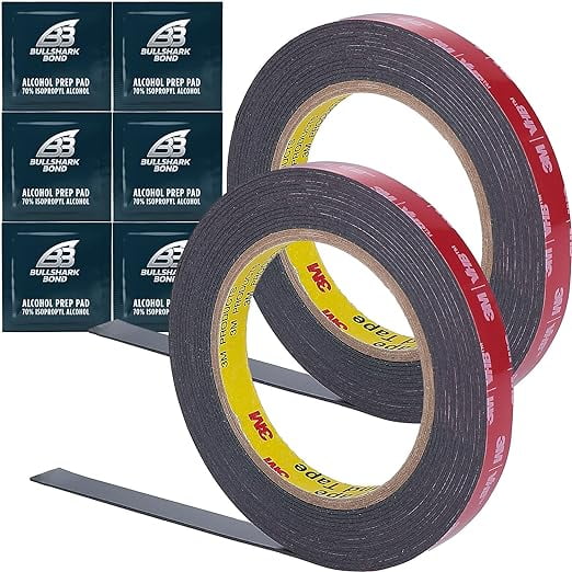 Bullshark Bond 2 Pack 0.5 Inch x 15 Ft Heavy Duty Waterproof Foam Mounting Tape